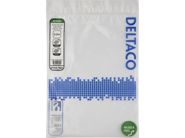 DELTACO - Nettverkskabel - SC/APC-enkeltmodus (hann) til SC/APC-enkeltmodus (hann) - 50 cm - 0.5 m - fiberoptisk - dupleks - G.657.A2/OS2 - halogen...