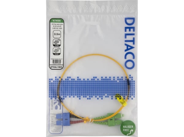 DELTACO - Nettverkskabel - SC/UPC-enkeltmodus (hann) til SC/APC-enkeltmodus (hann) - 50 cm - 0.5 m - fiberoptisk - dupleks - 9 / 125 micron - OS2 -...