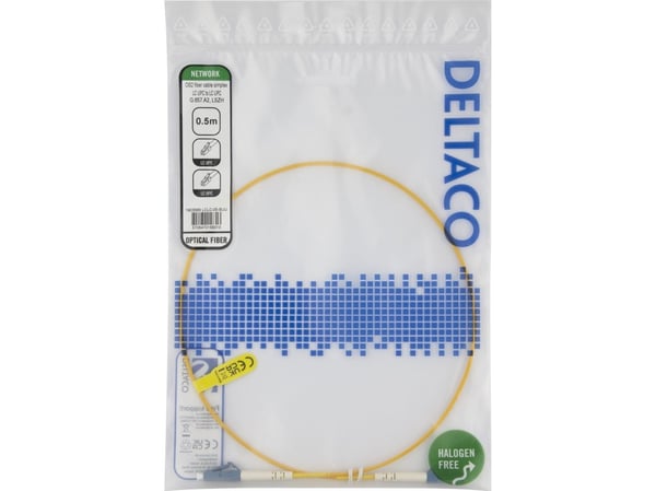 OS2 Fiberkabel, LC - LC, simplex, UPC/UPC, 0,5m
