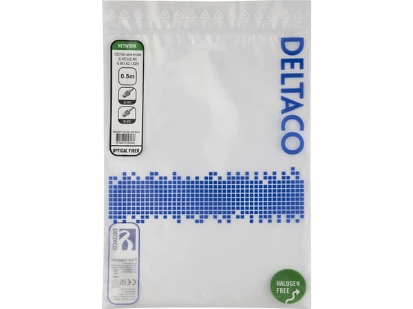DELTACO - Koblingskabel - SC/APC (hann) til SC/APC (hann) - 50 cm - 0.5 m - fiberoptisk - simpleks - OS2 - halogenfri, toretnings - gul