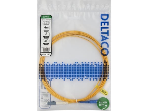 DELTACO - Verkkokaapeli - LC/UPC yksimuotokaapeli (uros) SC/UPC yksimuotokaapeliin (uros) - 4 m - 4 m. - valokuitu - simplex - 9/125 mikronia - OS2...