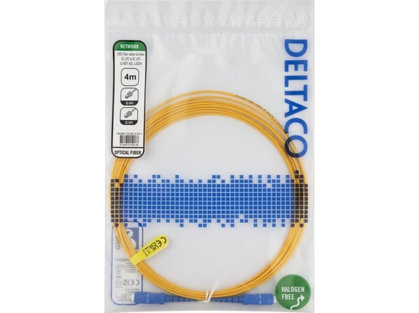 DELTACO - Nettverkskabel - SC/UPC-enkeltmodus (hann) til SC/UPC-enkeltmodus (hann) - 4 m - 4 m - fiberoptisk - simpleks - 9 / 125 micron - OS2 - ha...