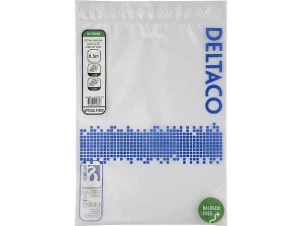 DELTACO - Koblingskabel - LC/APC (hann) til LC/APC (hann) - 50 cm - 0.5 m - fiberoptisk - dupleks - OS2 - halogenfri - gul