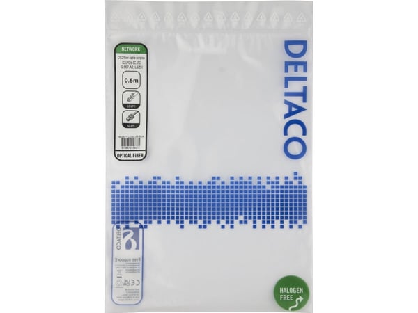 DELTACO - Nettverkskabel - LC/UPC-enkeltmodus (hann) til SC/APC-enkeltmodus (hann) - 50 cm - 0.5 m - fiberoptisk - simpleks - 9 / 125 micron - OS2 ...