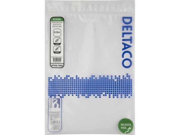 DELTACO - Verkkokaapeli - SC/UPC single mode (uros) - SC/UPC single mode (uros) - 50 cm - 0,5 m. - valokuitu - simplex - G.657.A2/OS2 - halogeenito...