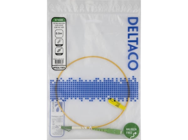 DELTACO - Koblingskabel - LC/APC-enkeltmodus (hann) til SC/APC-enkeltmodus (hann) - 50 cm - 0.5 m - fiberoptisk - simpleks - 9 / 125 micron - G.657...