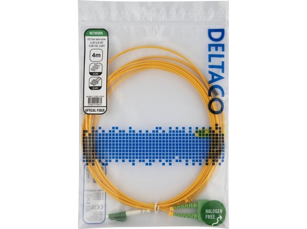 DELTACO - Koblingskabel - LC/APC (hann) til SC/APC (hann) - 4 m - 4 m - fiberoptisk - dupleks - OS2 - halogenfri, toretnings - gul