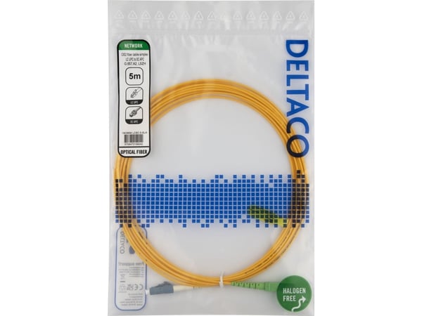 DELTACO - Nettverkskabel - LC/UPC-enkeltmodus (hann) til SC/APC-enkeltmodus (hann) - 5 m - 5 m - fiberoptisk - simpleks - G.657.A2/OS2 - halogenfri...