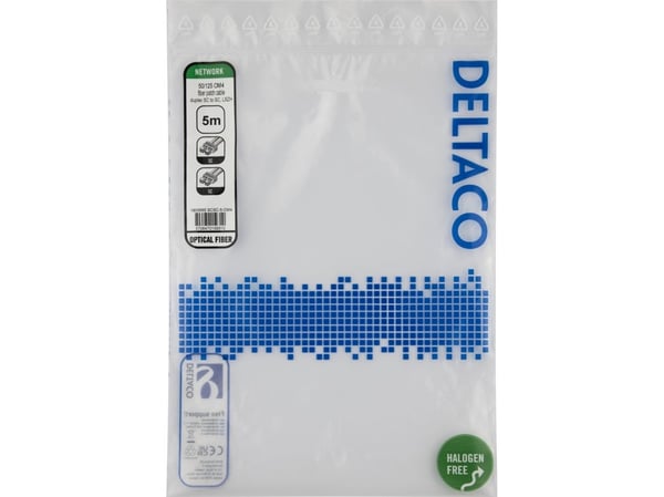 DELTACO - Nettverkskabel - SC/UPC-multimodus (hann) til SC/UPC-multimodus (hann) - 5 m - 5 m - fiberoptisk - dupleks - OM4 - halogenfri - rosa