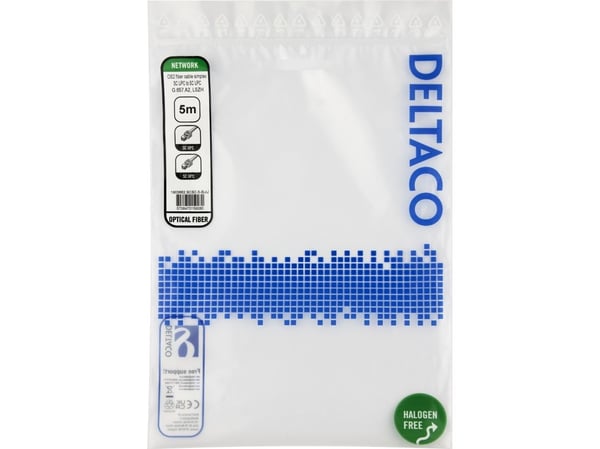 DELTACO - Liitäntäkaapeli - SC/UPC - SC/UPC - 5 m - 5 m. - valokuitu - simplex - OS2 - halogeeniton - keltainen