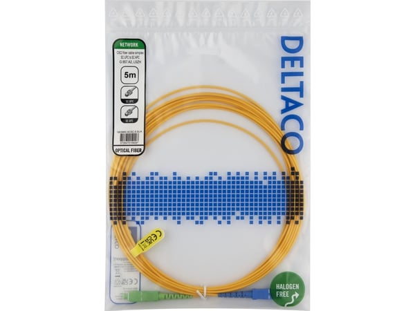 DELTACO - Nettverkskabel - SC/UPC-enkeltmodus (hann) til SC/APC-enkeltmodus (hann) - 5 m - 5 m - fiberoptisk - simpleks - 9 / 125 micron - OS2 - ha...