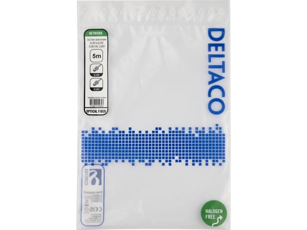 DELTACO - Koblingskabel - SC/APC til SC/APC - 5 m - 5 m - fiberoptisk - simpleks - OS2 - halogenfri - gul