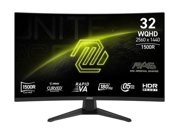MSI MAG 321CQF E18 - LED-skjerm - kurvet - 32" (31.5" synlig) - 2560 x 1440 WQHD @ 180 Hz - Rapid VA - 300 cd/m² - 3000:1 - 0.5 ms - 2xHDMI, Displa...