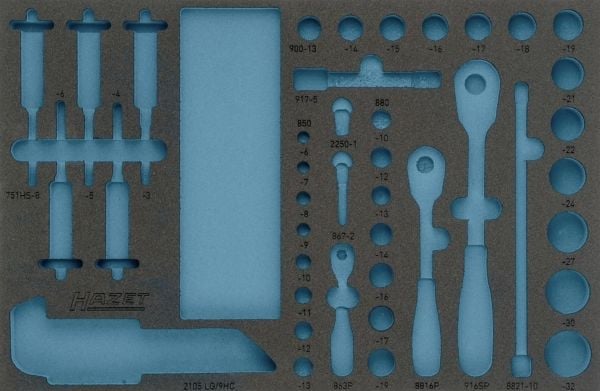 HAZET 163-329L, Lådenhet, Blå, Grå, Skum, Tyskland, 342 mm, 519 mm
