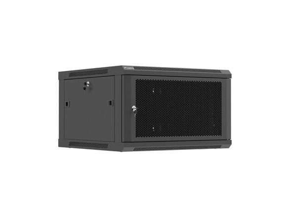 Lanberg WF01 Series - Rack skåp - 600x650, platt paket, med perforerad dörr - väggmontering - svart, RAL 9004 - 6U - 19"