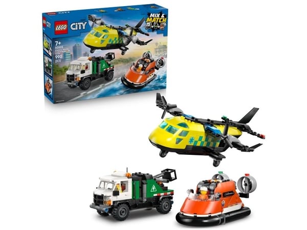 LEGO City 60505 Lentokone, huoltoauto ja ilmatyynyalus