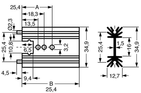 Fischer Elektronik SK 104 38,1 STS Profil kylfläns 11 K/W (L x B x H) 38,1 x 34,9 x 12,7 mm TO-220, SOT-32