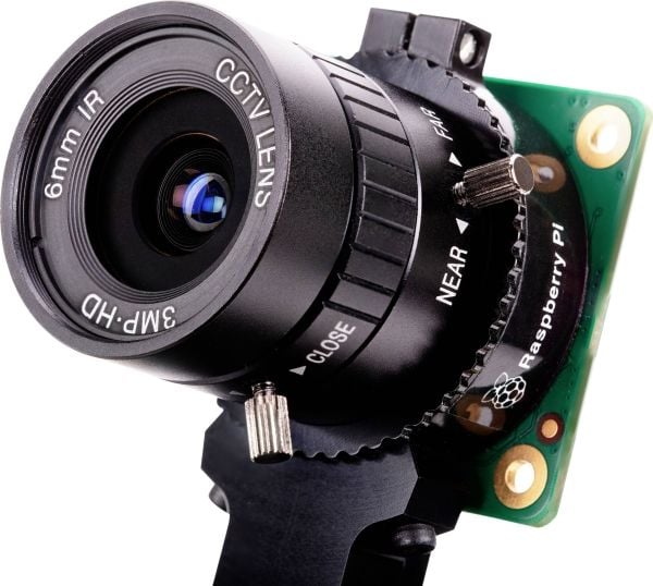 Raspberry Pi - CCTV-linse - fastfokal - manuell irisblender - CS-montering - 6 mm - f/1.2