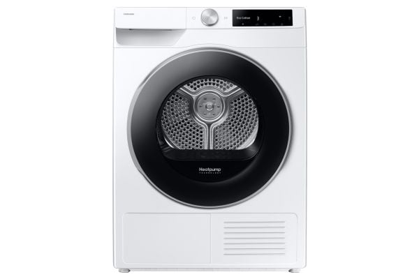 Samsung Series 6 DV90DG6845LE, Frittstående, Frontmatet, Varme pumpe, Hvit, Rotasjon, Berøringskontroll, Riktig/Høyre