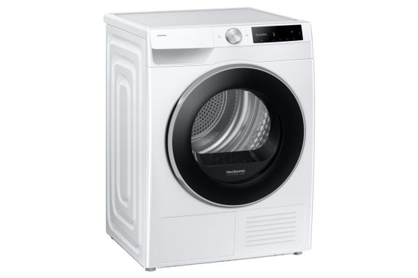 Samsung Series 6 DV90DG6845LE, Frittstående, Frontmatet, Varme pumpe, Hvit, Rotasjon, Berøringskontroll, Riktig/Høyre