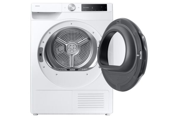 Samsung Series 6 DV90DG6845LE, Frittstående, Frontmatet, Varme pumpe, Hvit, Rotasjon, Berøringskontroll, Riktig/Høyre