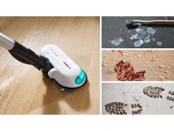 Bosch BSS712XHYG, 2-i-1 stavstøvsuger, Uten pose, Akva, Svart, Sølv, Hvit, 0,3 l, Tørr, HEPA