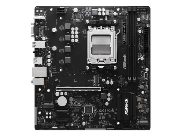 ASRock A620AM-HVS - Hovedkort - micro ATX - Socket AM5 - AMD A620A Chipset - USB 3.2 Gen 1, USB-C 3.2 Gen 1 - Gigabit LAN - innbygd grafikk (CPU kr...