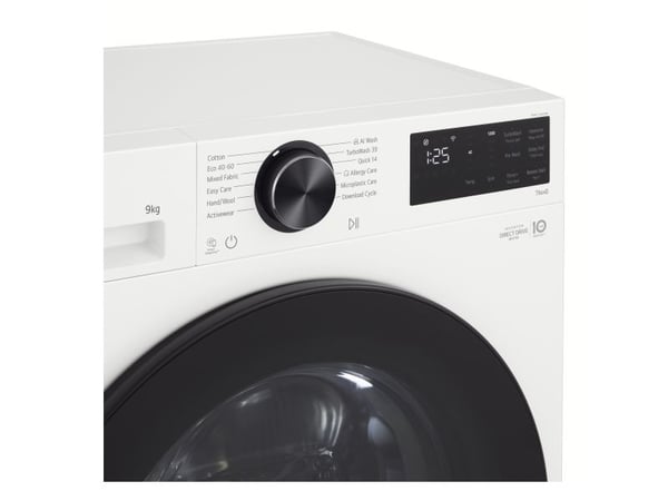 LG F2X50S9TWB - Vaskemaskin - Wi-Fi - bredde: 60 cm - dybde: 53.5 cm - høyde: 85 cm - frontileggelse - 9 kg - 1200 rpm - essens hvit