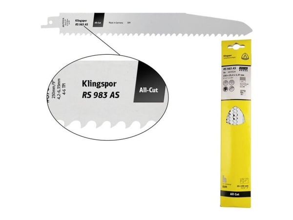KLINGSPOR sagblad til sabelsag 230x25,4x1,57 mm RS 983 AS (5 stk.)