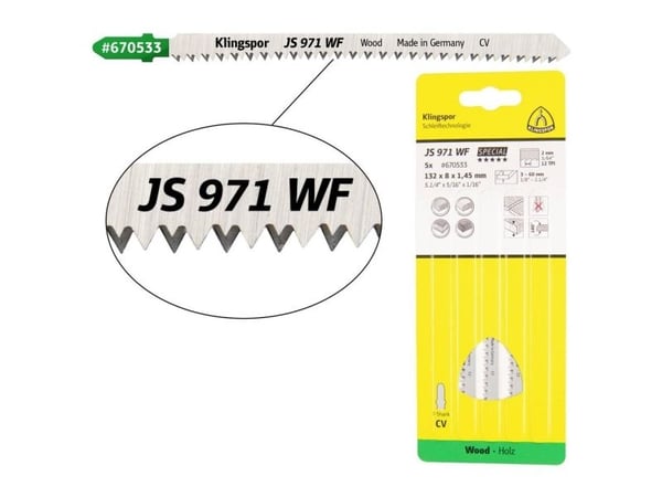 Klingspor KLINGSPOR STIKSAGBLAD 132x8x1,45mm JS 971 WF /5 stk.