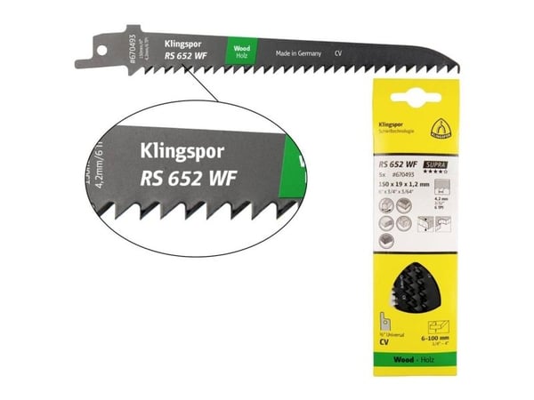 KLINGSPOR bajonettsagblad til sagblad 150x19x1,2 mm RS 652 WF / 5 stk.