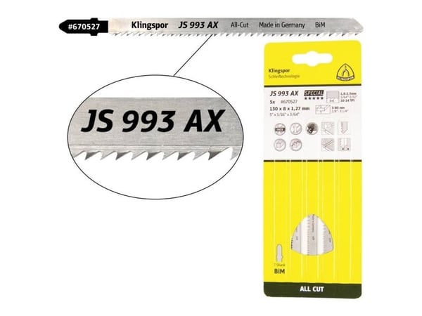 K.JIGSAW BLADE 132x8x1mm,27 JS 993 AX /5kpl.