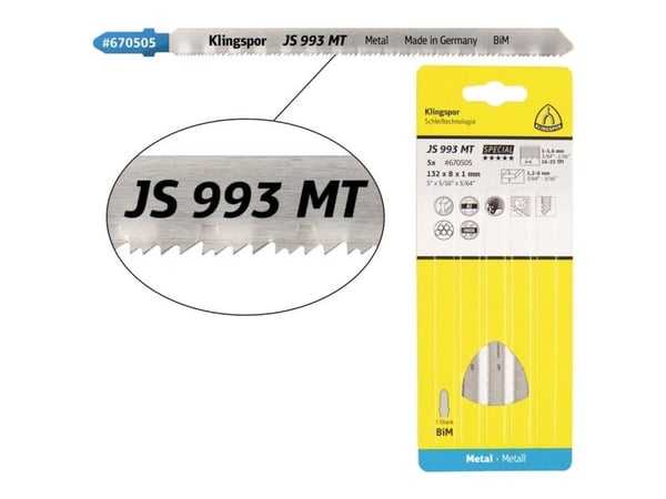 Klingspor KLINGSPOR STIKSAGBLAD 132x8x1mm JS 993 MT /5 stk.