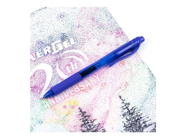 Pentel Energel X, Sisäänvedettävä geelikynä, Sininen, Sininen, Läpikuultava, Muovi, Kumi, Kumi, Molempikätinen