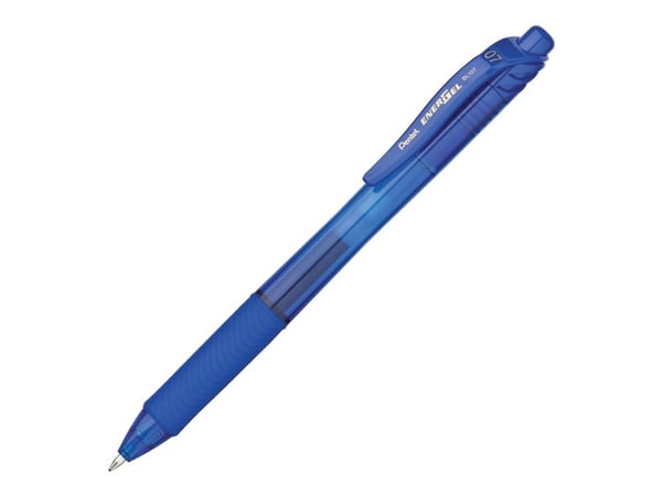 Pentel Energel X, Sisäänvedettävä geelikynä, Sininen, Sininen, Läpikuultava, Muovi, Kumi, Kumi, Molempikätinen