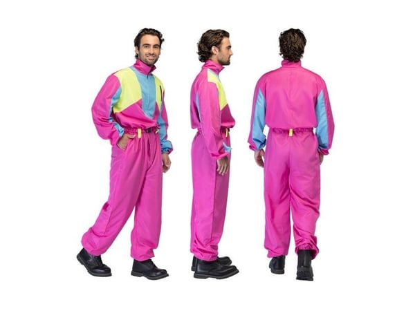Rosa skid-outfit kostyme for menn (70-/80-tallet)