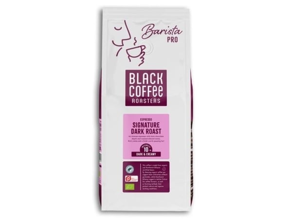 Espresso helbønner, BKI Black Coffee pose a 1 kg økologisk - (6 stk.)