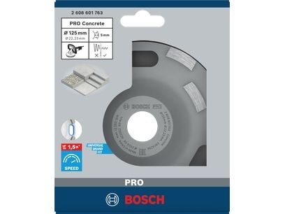 Bosch 2 608 601 763, Slipeskive, Flatt senter, Betong, Bosch, 2,22 cm, 12,5 cm