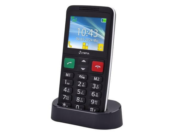 OLYMPIA Comfort matkapuhelin LUX Suuret painikkeet 2,4" värinäyttö SOS-painike Dual SIM kamera B Musta (2229)