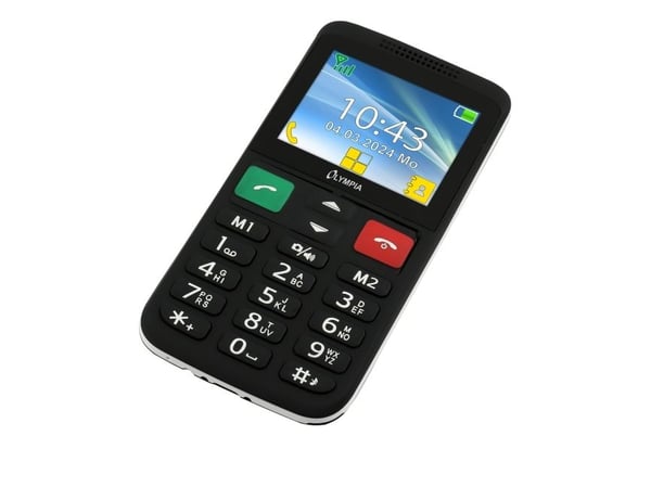 OLYMPIA Comfort matkapuhelin LUX Suuret painikkeet 2,4" värinäyttö SOS-painike Dual SIM kamera B Musta (2229)