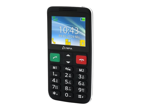 OLYMPIA Comfort matkapuhelin LUX Suuret painikkeet 2,4" värinäyttö SOS-painike Dual SIM kamera B Musta (2229)