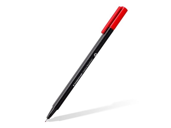 Staedtler 334-9 BK4, Sort, Ultrafin, Sort, Resirkulert plast, Rund, 0,3 mm