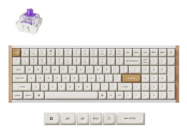 Keychron K4 HE, Ledning & Trådløs, USB + RF Wireless + Bluetooth, Magnetic-mechanical key switch, QWERTY, RGB LED, Hvit, Tre