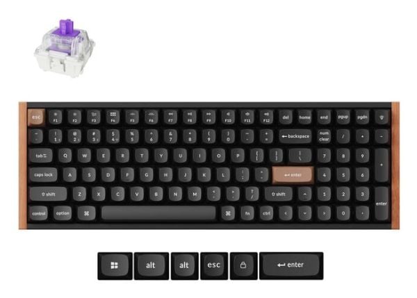Keychron K4H-F1, Ledning & Trådløs, USB + RF Wireless + Bluetooth, Magnetic-mechanical key switch, QWERTY, RGB LED, Sort