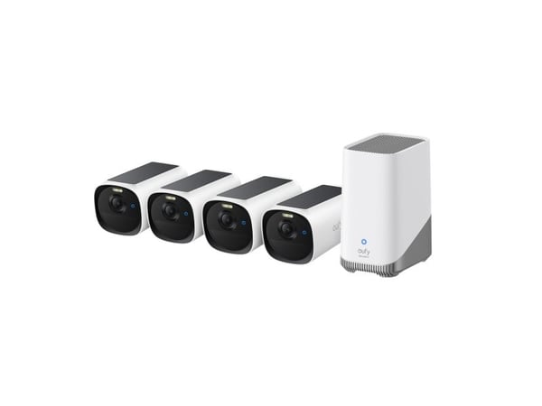 Eufy eufyCam E40 4-Cam Kit + HomeBase S280, IP-sikkerhetskamera, Utendørs, Ledning & Trådløs, Vegg, Svart, Hvit, Kule (form)