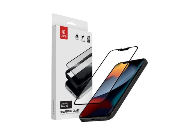 Crong 3D Armour Glass - karkaistu lasi iPhone 16e / iPhone 14 / iPhone 13 / iPhone 13 Pro + asennuskehys