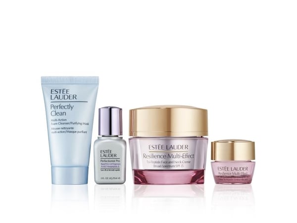 ESTEE LAUDER SET (RESILIENCE MULTI EFFECT CREAM SP15 50ML + PERFECTIONIST PRO SERUM 15ML + PERFECTLY CLEAN FOAM CLEANSER/MASK 30ML + EYE CREAM 5ML)