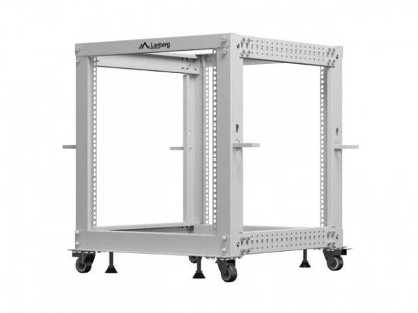 ÅPENT 19" 12U RACK 600X600-1100 JUSTERBAR GRÅ LANBERG