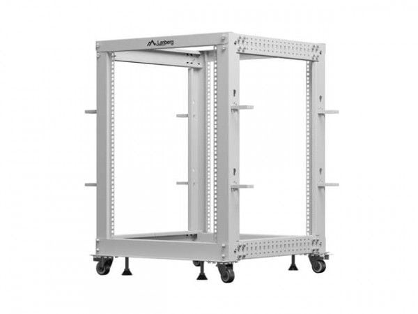 ÅPENT 19" 15U RACK 600X600-1100 JUSTERBAR GRÅ LANBERG