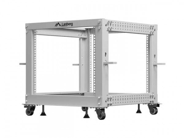 ÅPEN 19" 9U RACK 600X600-1100 JUSTERBAR GRÅ LANBERG